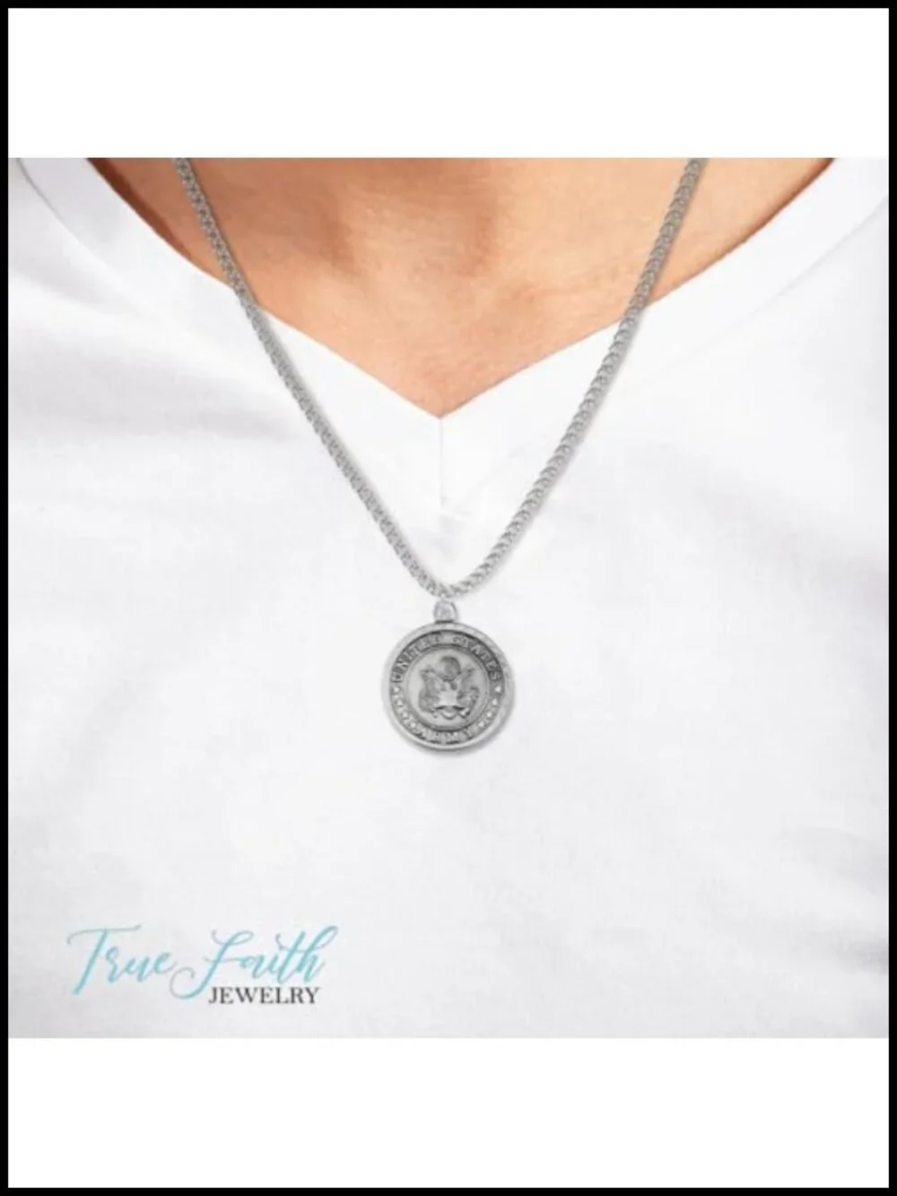 Pewter St Michael Archangel Medal Pendant Necklace 24